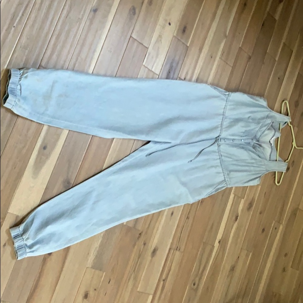 Blue jean pants romper